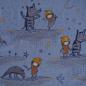 Preview: Baumwolljersey Wolf bei Nacht von Susalabim blau gelb – Bio